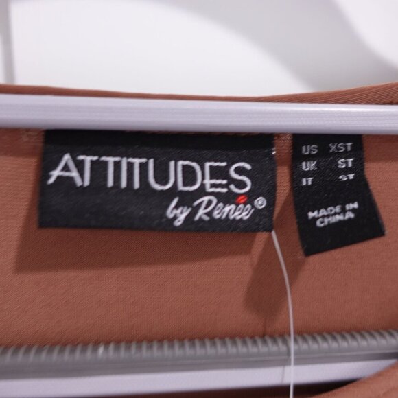 NWT Attitudes by Renee Como Jersey Over & Wide Leg Pants Set Sz XXS Mocha 2-Pc - Picture 8 of 12